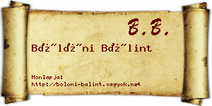 Bölöni Bálint névjegykártya